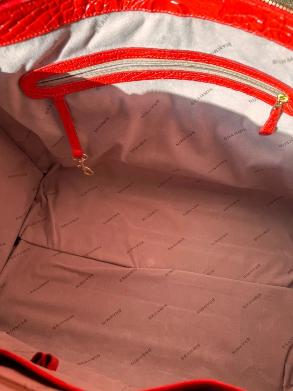 Brahmin Red Croc-Embossed Weekender - Picture 8 of 9